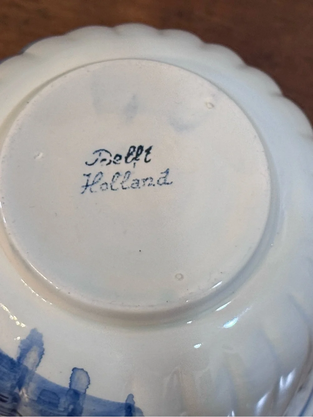 Vintage Delft Holland Blue Hand Painted Planter Floral Windmill Pottery
